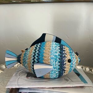 Kate Spade Blue and Tan Fish Crossbody Bag